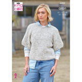 King Cole Pattern Ladies Sweaters knitted in Homespun Aran 6422
