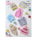 King Cole Pattern Baby Hats knitted in Cherish DK and Cherished DK 6520