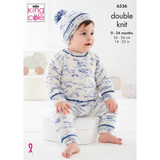 King Cole Pattern Baby Set knitted in Dot Dot Dash DK 6536