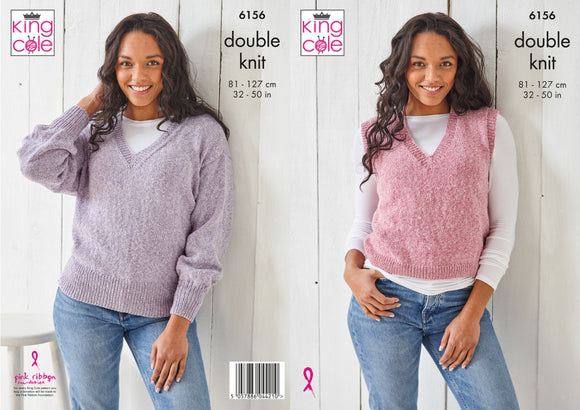 King Cole Knitting Pattern Tank Top and Sweater - Knitted in Simply Denim DK 6156