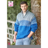 King Cole Pattern Mens Sweater Vest and Sweater knitted in Dalesway Chunky 6414