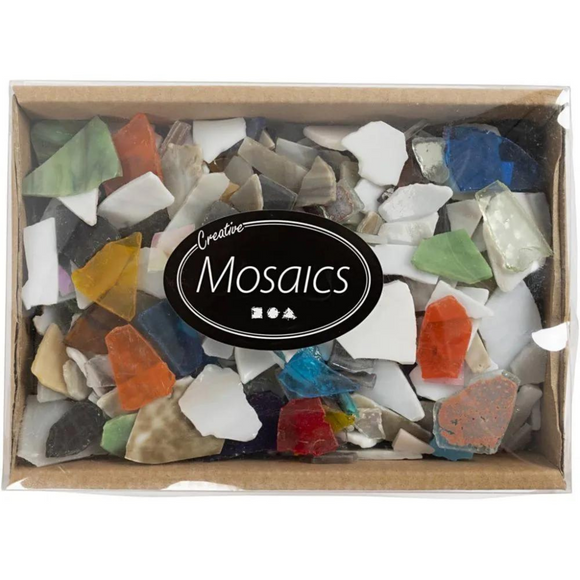 Creativ  Mosaics, assorted colours, size 8-20 mm, thickness 2-3 mm, Content may vary , 2 kg/ 1 pack