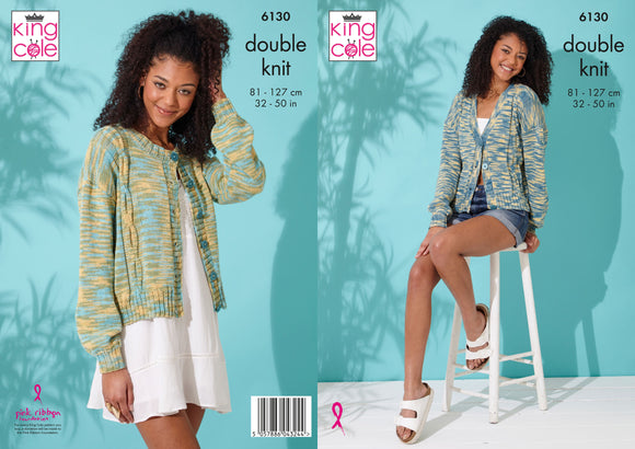 King Cole Knitting Pattern Cardigans - Knitted in Linendale Reflections DK 6130