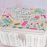 HobbyGift Sewing Box (L): Oval: Wicker Basket: Embroidered: My Sewing