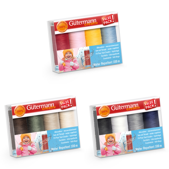 Gütermann Thread Set: Water Repellent: 4 x 100m: Assorted Value Packs