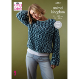 King Cole Pattern Ladies Sweater and Cardigan knitted in Animal Kingdom 6552