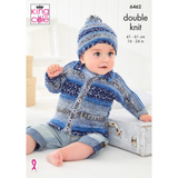 King Cole Pattern Kids Cardigans and Hat knitted in Fjord Baby DK 6462
