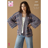 King Cole Pattern Ladies Cardigan and Waistcoat knitted in Homespun Prism Aran 6469