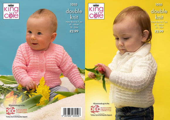 King Cole Pattern Children’s Cardigans Knitted in Baby DK 1010