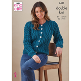 King Cole Pattern Ladies Cardigan and Slipover knitted in Merino Blend DK 6433
