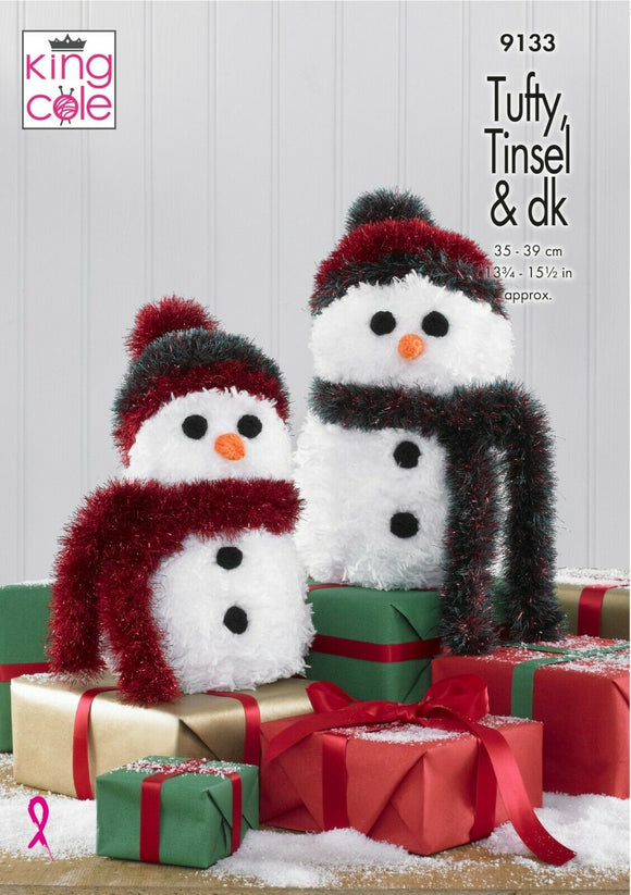 King Cole Knitting Patterns - Tinsel Chunky: 9133 - Tufty & Tinsel Snowmen