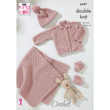 King Cole Pattern Baby Shell Stitch Set crocheted in Little Lamb DK 6587