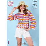 King Cole Pattern Women's Sweater and Top Crocheted in Giza Cotton 4Ply 6330