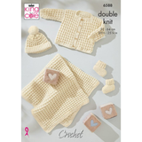 King Cole Pattern Baby Waffle Stitch Set crocheted in Little Lamb DK 6588