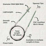 KnitPro Dreamz Fixed Circular Needles 25cm : All Sizes