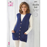 King Cole Pattern Ladies Waistcoats Knitted in Big Value Tweed DK 6091
