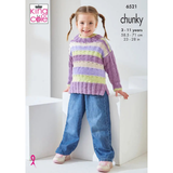 King Cole Pattern Girls Sweater and Slipover knitted in Big Value Baby Chunky 6521