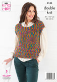 King Cole Knitting Pattern Sweater and Top - Knitted in Jitterbug DK 6144