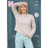 King Cole Pattern Ladies Sweaters knitted in Homespun Aran 6419