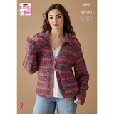 King Cole Pattern Ladies Cardigan and Waistcoat knitted in Homespun Prism Aran 6468