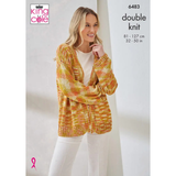 King Cole Pattern Ladies Cardigan and Waistcoat knitted in Linendale Reflections DK 6483