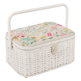 HobbyGift Sewing Box (L): Oval: Wicker Basket: Embroidered: My Sewing