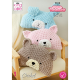 King Cole Pattern Animal Pillows crocheted in Jumbo Toastie Super Chunky 9218