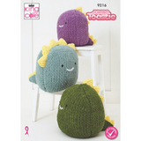 King Cole Pattern Squishy Dinosaur Toys knitted in Jumbo Toastie Super Chunky 9216