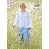 King Cole Pattern Ladies Sweater and Cardigan knitted in Dalesway Chunky 6411