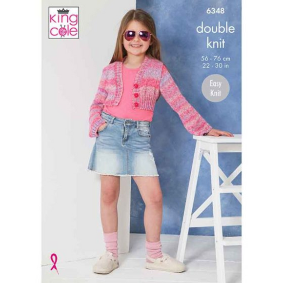 King Cole Pattern Cardigan and Top knitted in Jamboree DK 6348