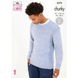 King Cole Pattern Men's Sweater and Slipover knitted in Simply Denim Chunky 6478