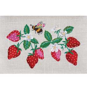 HobbyGift Sewing Box (M) Embroidered: Natural Strawberries