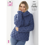 King Cole Pattern Ladies Sweater and Cardigan knitted in Big Value Super Chunky Tweed 6361