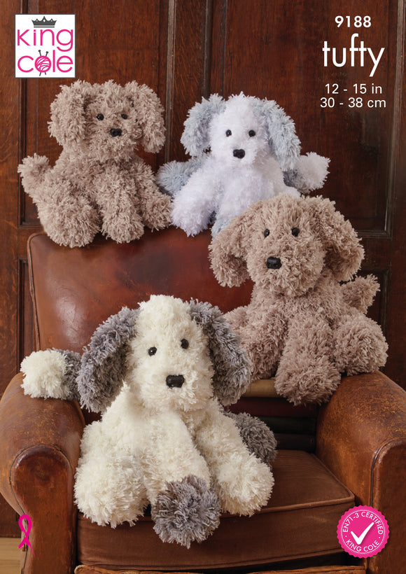 King Cole Knitting Pattern Dogs - Knitted in Tufty Super Chunky 9188