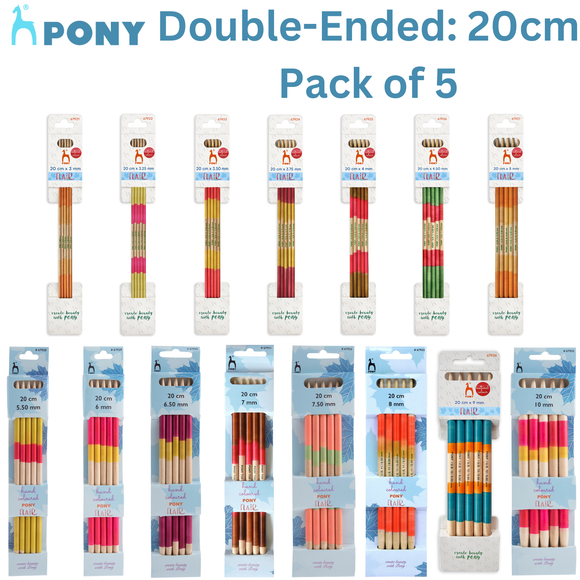 Pony Knitting Pins: Double-Ended: Set of 5: Flair: Hand Coloured 20cm