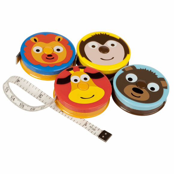 Zoo Animal Retractable Tape Measures - 150cm - Gift Stocking Sewing