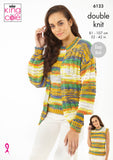 King Cole Knitting Pattern Sweater, Cardign and Tank Top - Knitted in Tropical Beaches DK 6123