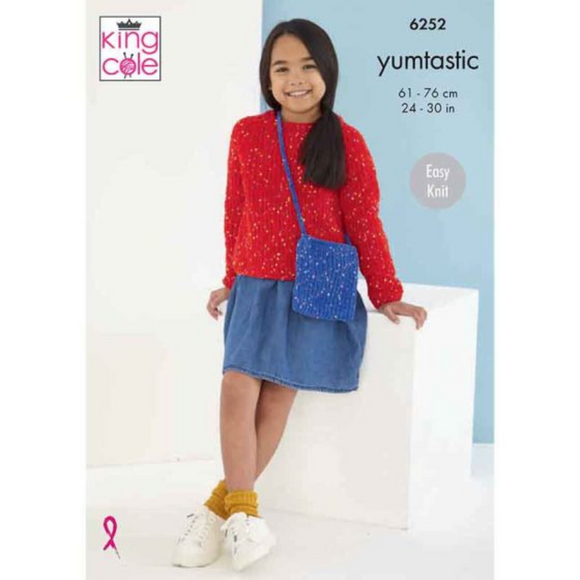 King Cole Pattern Child’s Sweater and Bag knitted in Yumtastic 6252