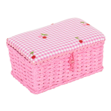 HobbyGift Small Wicker Basket Sewing Box - Embroidered Cherries