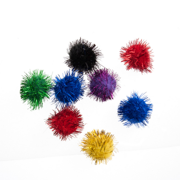 Glitter Pom Poms in Assorted Colours