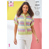 King Cole Pattern Ladies Sweater and Cardigan knitted in Fashion Aran 6572