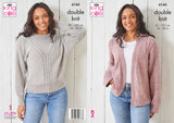King Cole Knitting Pattern Sweater and Cardigan - Knitted in Simply Denim DK 6160