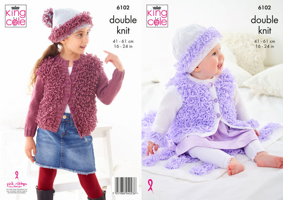 King Cole Knitting Pattern Cardigans, Hat and Blanket: Knitted in Big Value Baby DK 6102