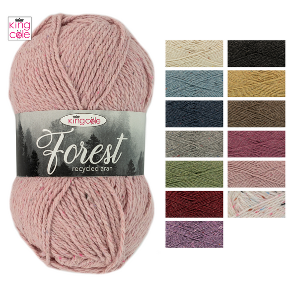 King Cole Forest Recycled Aran Yarn Knitting Wool 100g - All Colours