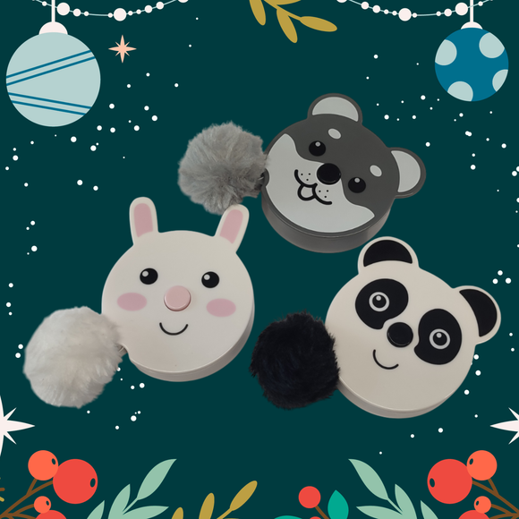 Xmas Deal Pack of 3 Fluffy Animal Retractable Tape Measures with Pom Pom Tails - 150cm/60
