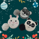 Xmas Deal Pack of 3 Fluffy Animal Retractable Tape Measures with Pom Pom Tails - 150cm/60"