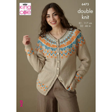 King Cole Pattern Ladies Sweater and Cardigan knitted in Finesse Cotton Silk DK 6473