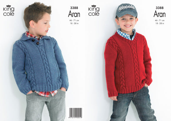 King Cole Pattern Cabled Sweaters Knitted in Comfort Aran
