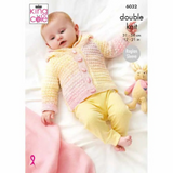 King Cole Pattern Babies Cardigan, Cape, Jacket & Hat Knitted in Cutie Pie DK 6032