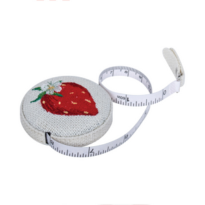 HobbyGift Tape Measure: Embroidered: Natural Strawberries